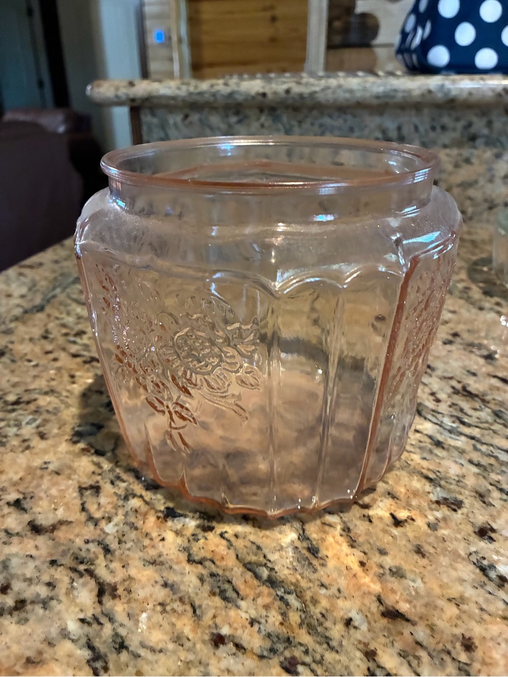 Pink Pressed Glass Floral Jar - Home Accents